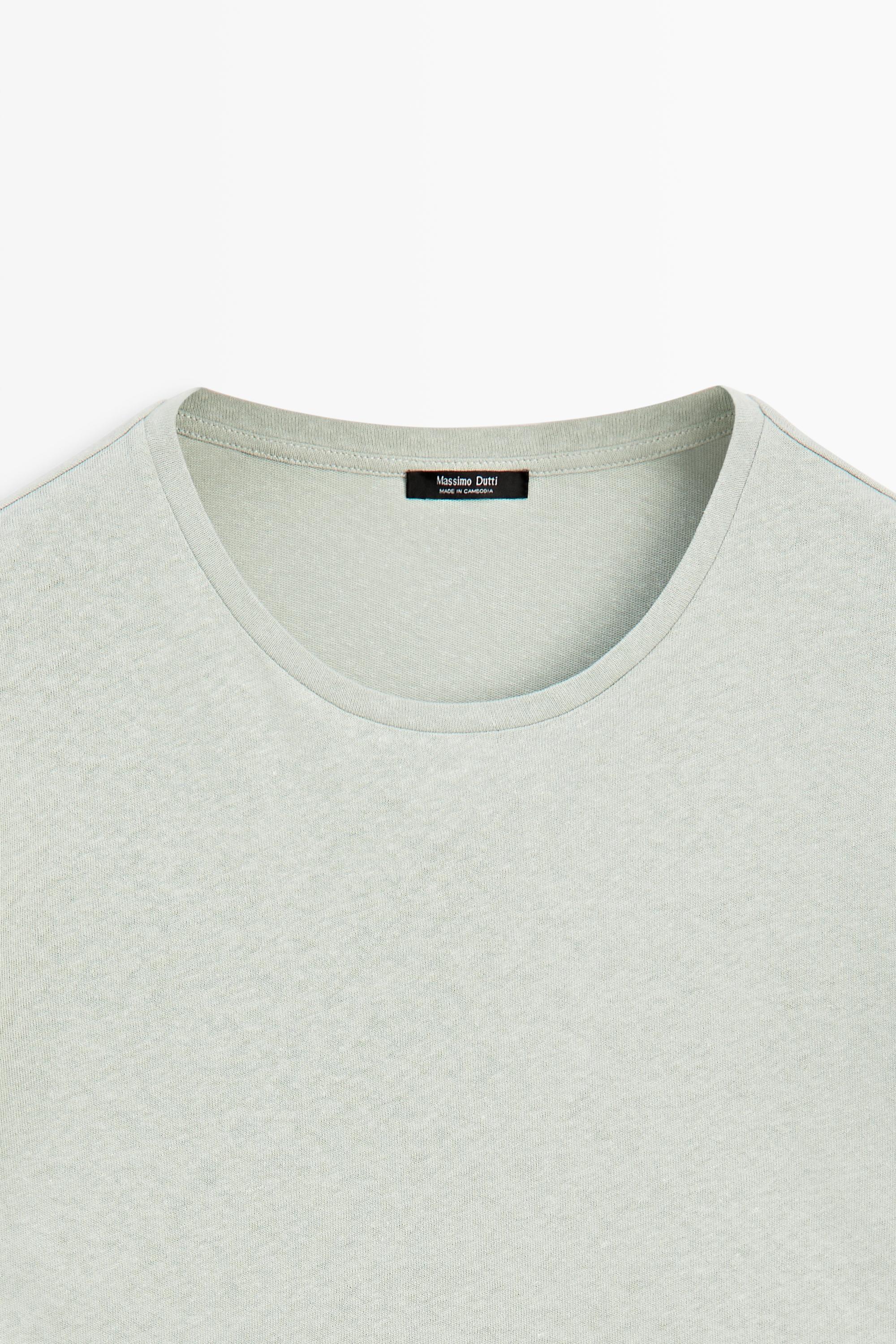 T-shirt à manches courtes en lin et coton